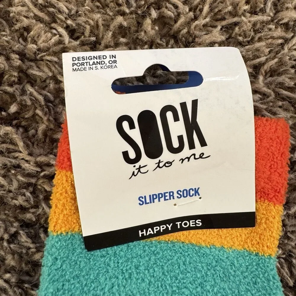 Happy Toes Non-Skid Women Slipper Crew Socks Size Women 5-10 Sock it To Me
